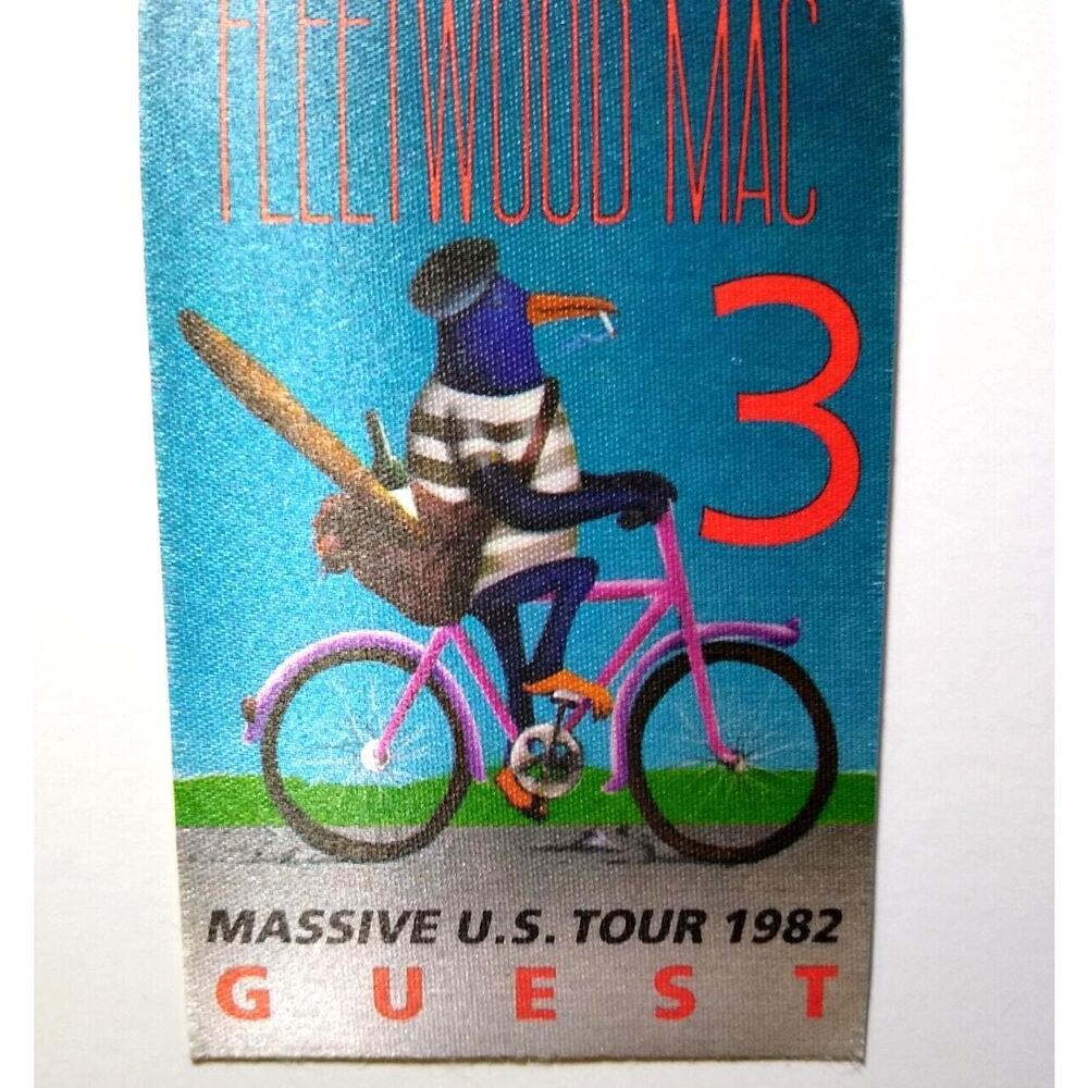 Fleetwood Mac Backstage Pass Original 1982 Rock Concert Dressed Bird On Bicycle
